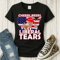 Cheers Beers Liberal Tears Pro Trump Women's T-Shirt thumb 3