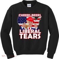 Cheers Beers Liberal Tears Pro Trump Kids Sweatshirt thumb 0