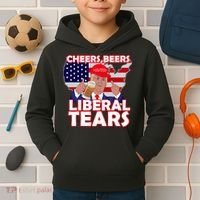 Cheers Beers Liberal Tears Pro Trump Kids Hoodie thumb 2