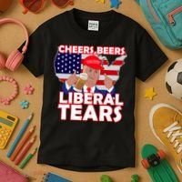 Cheers Beers Liberal Tears Pro Trump Kids T-Shirt thumb 3