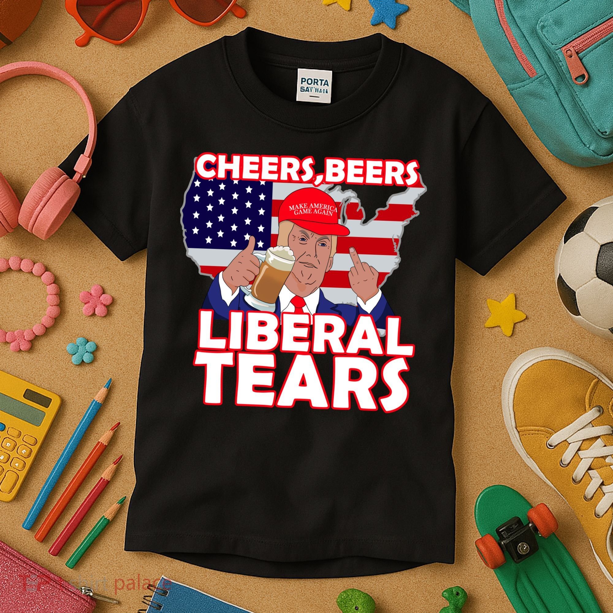 Cheers Beers Liberal Tears Pro Trump Kids T-Shirt