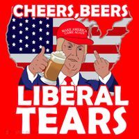 Cheers Beers Liberal Tears Pro Trump Santa Hat thumb 1