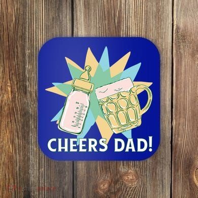Cheers Dad Bottle And Beer Coaster