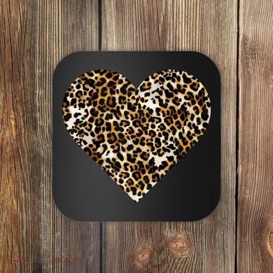 Cheetah Print Heart Coaster