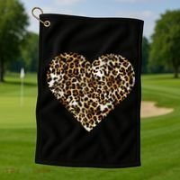Cheetah Print Heart Golf Towel thumb 1