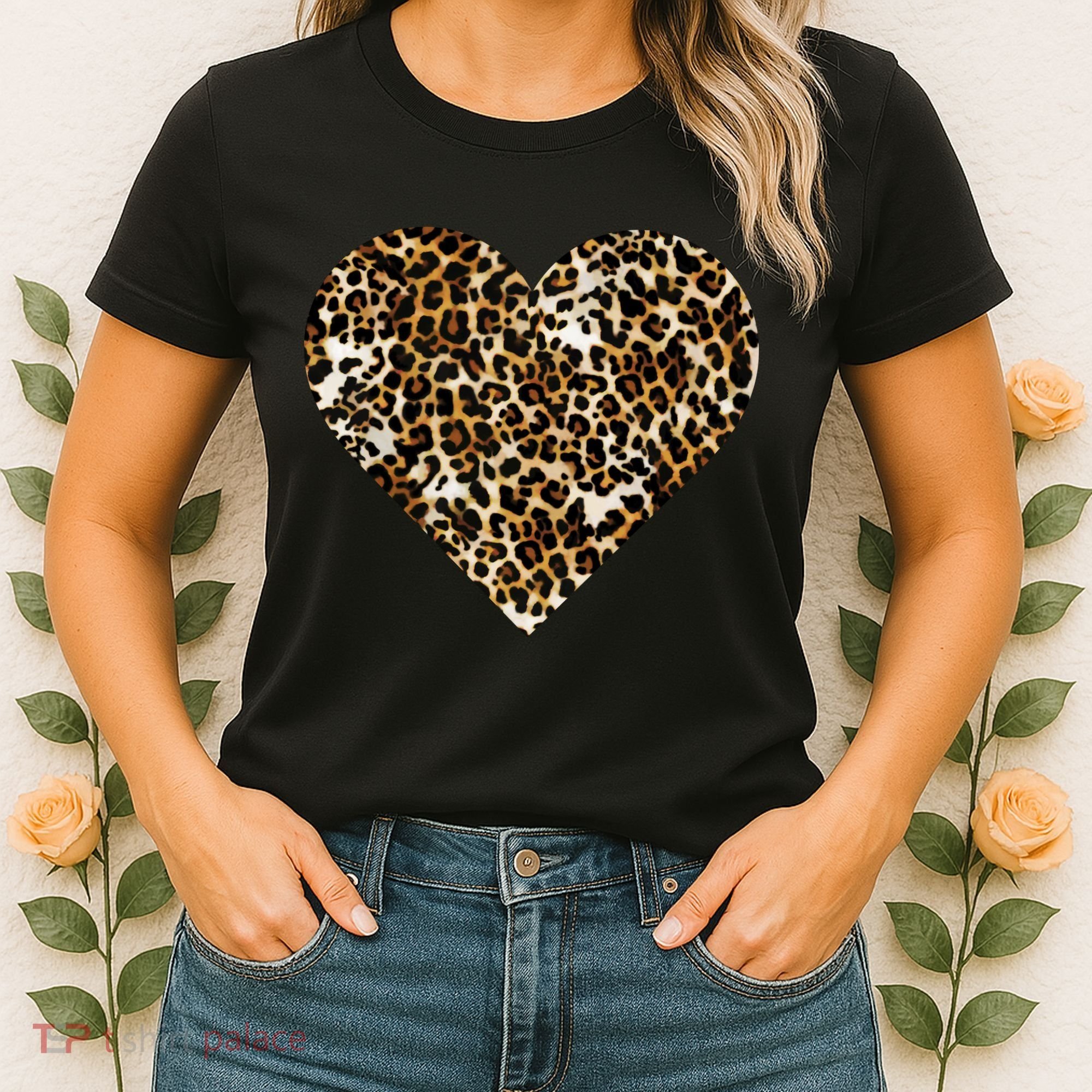 Cheetah Print Heart Women's T-Shirt