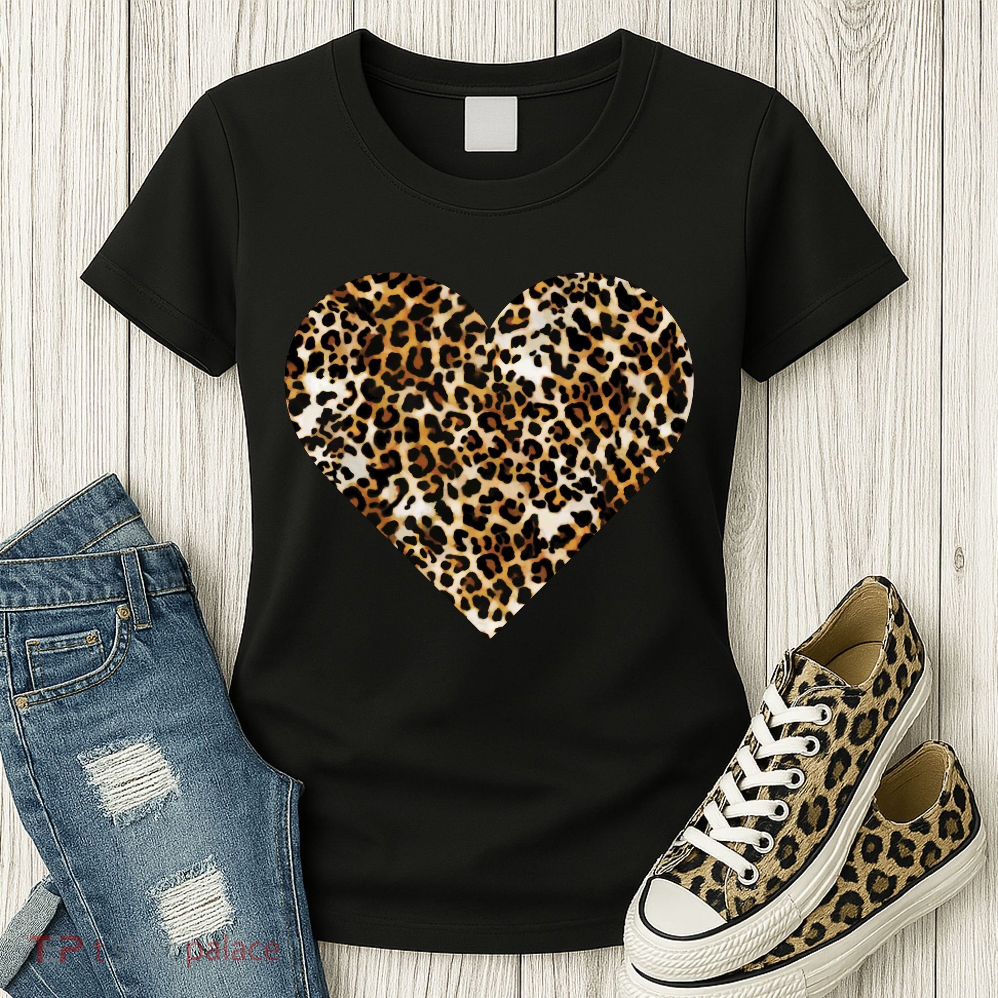 Cheetah Print Heart Women's T-Shirt