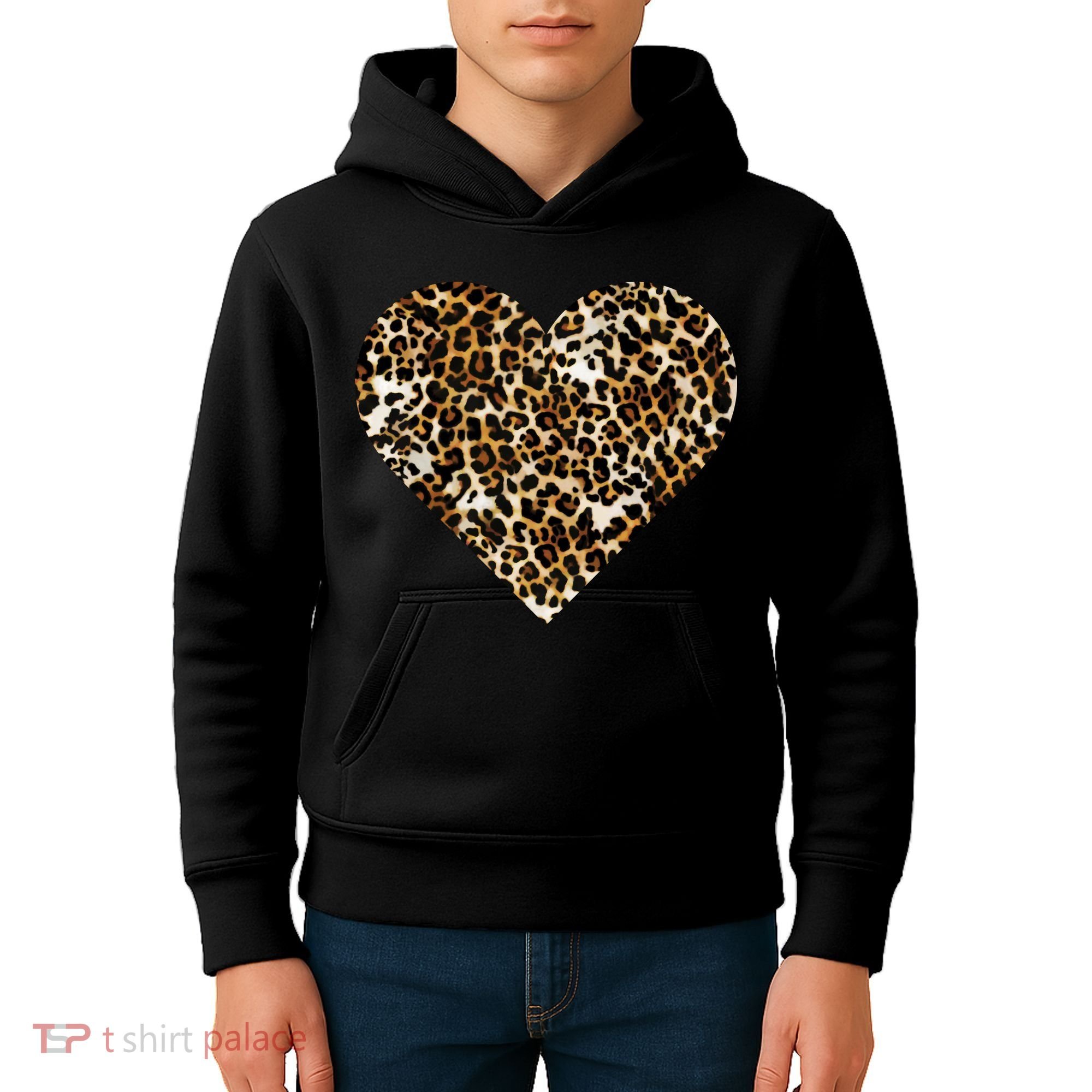 Cheetah Print Heart Kids Hoodie
