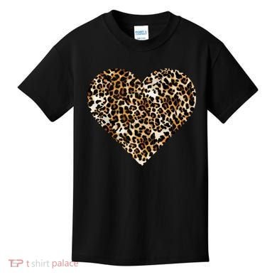 Cheetah Print Heart Kids T-Shirt