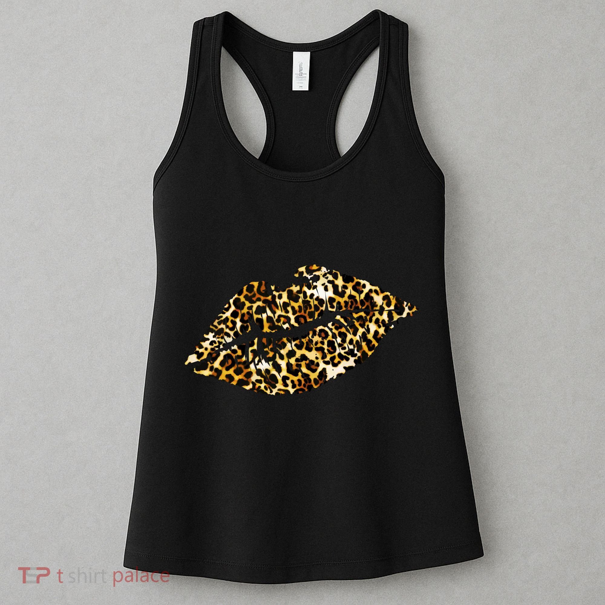 Cheetah Print Skinned Lips Women's Tank Top