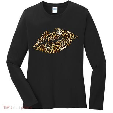 Cheetah Print Skinned Lips Women's Long Sleeve Shirt