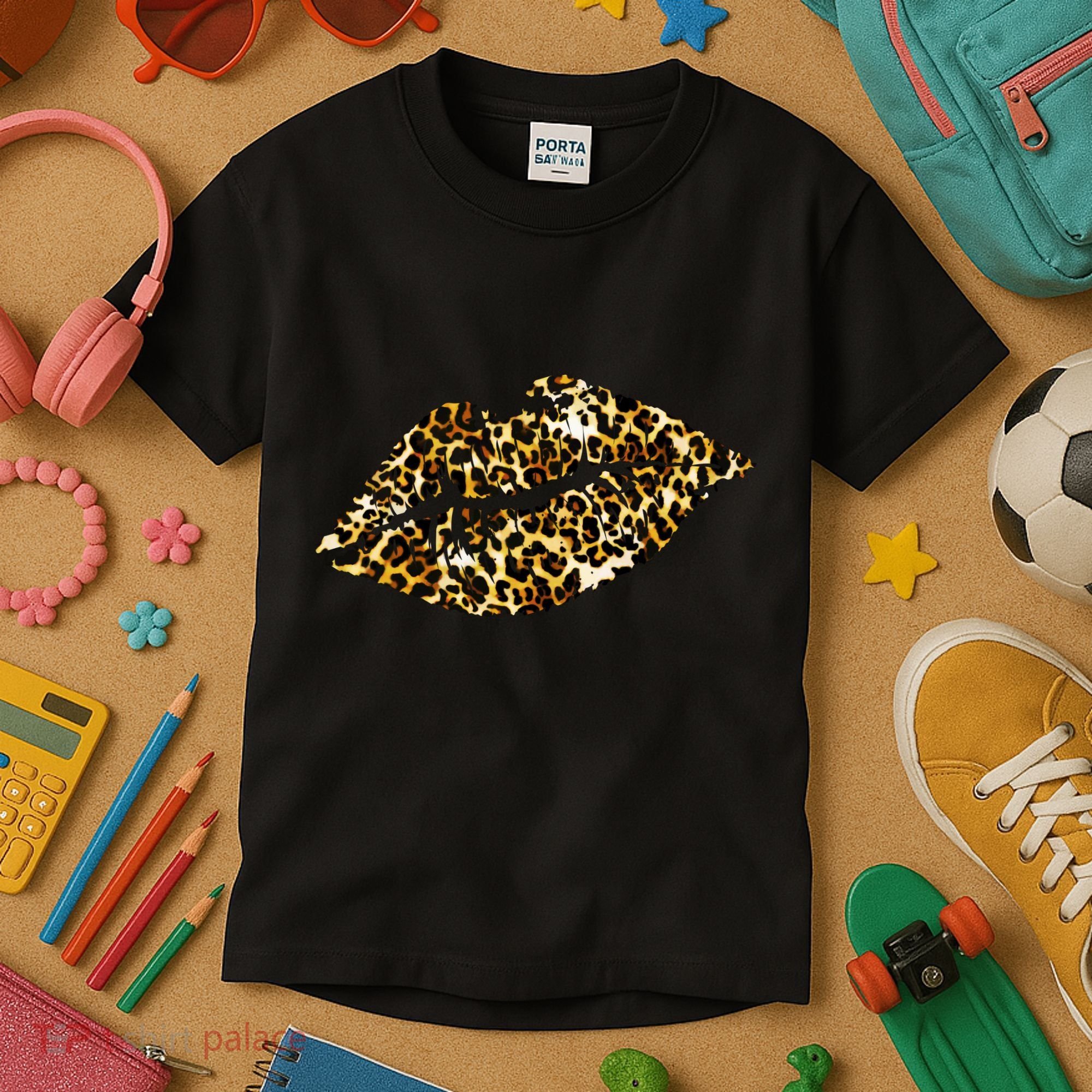 Cheetah Print Skinned Lips Kids T-Shirt