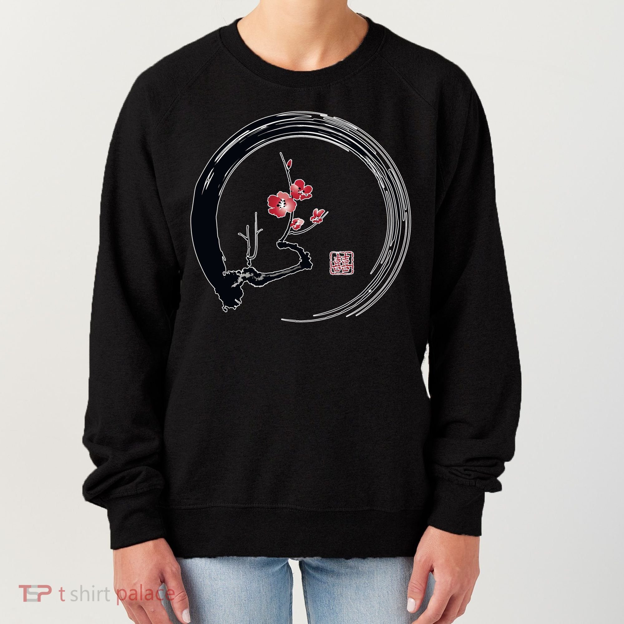 Cherry Blossom Japanese Ink Painting Women's Sweatshirt