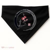 Cherry Blossom Japanese Ink Painting USA-Made Doggie Bandana thumb 0