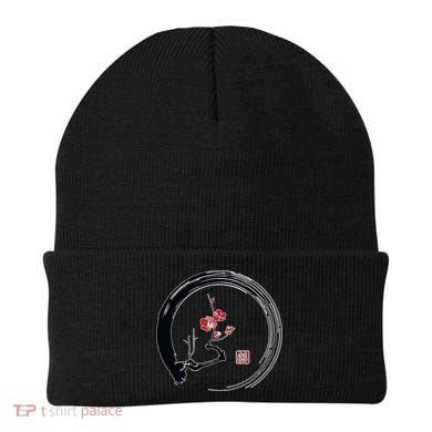 Cherry Blossom Japanese Ink Painting Beanie