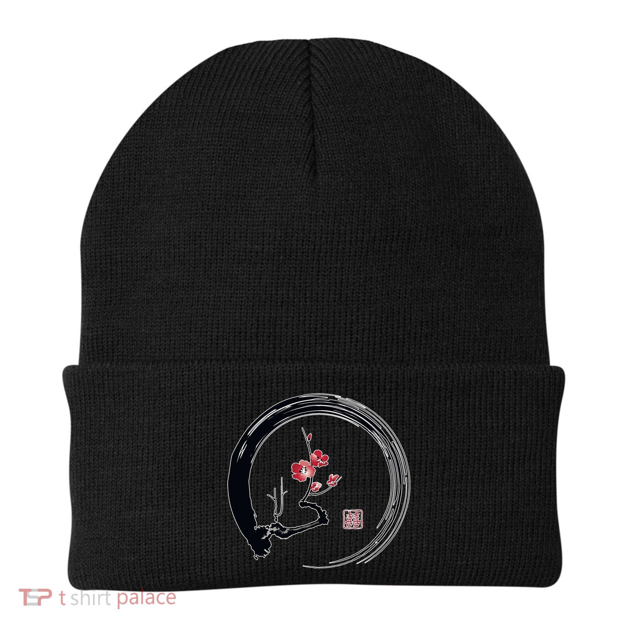 Cherry Blossom Japanese Ink Painting Beanie