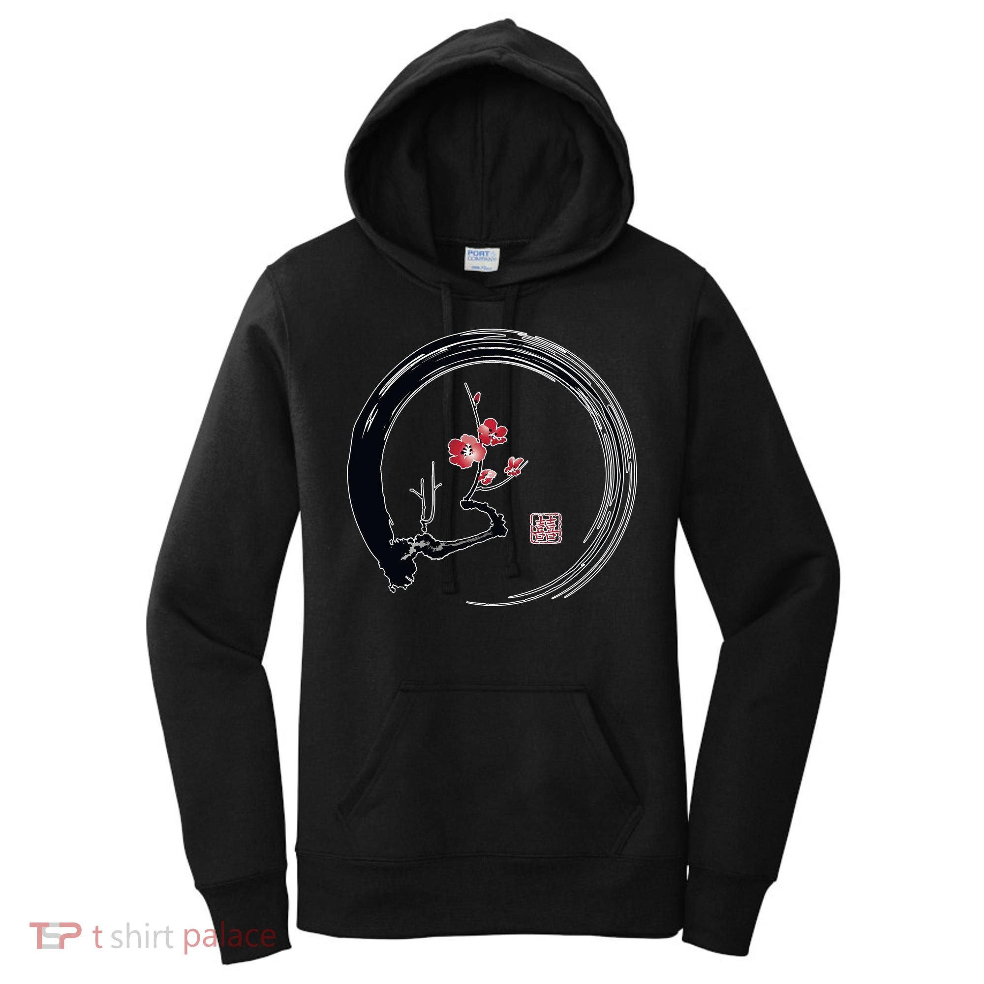 Cherry Blossom Japanese Ink Painting Women's Hoodie