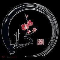 Cherry Blossom Japanese Ink Painting Women's Hoodie thumb 2