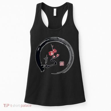 Cherry Blossom Japanese Ink Painting Women's Tank Top