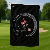 Cherry Blossom Japanese Ink Painting Golf Towel thumb 1