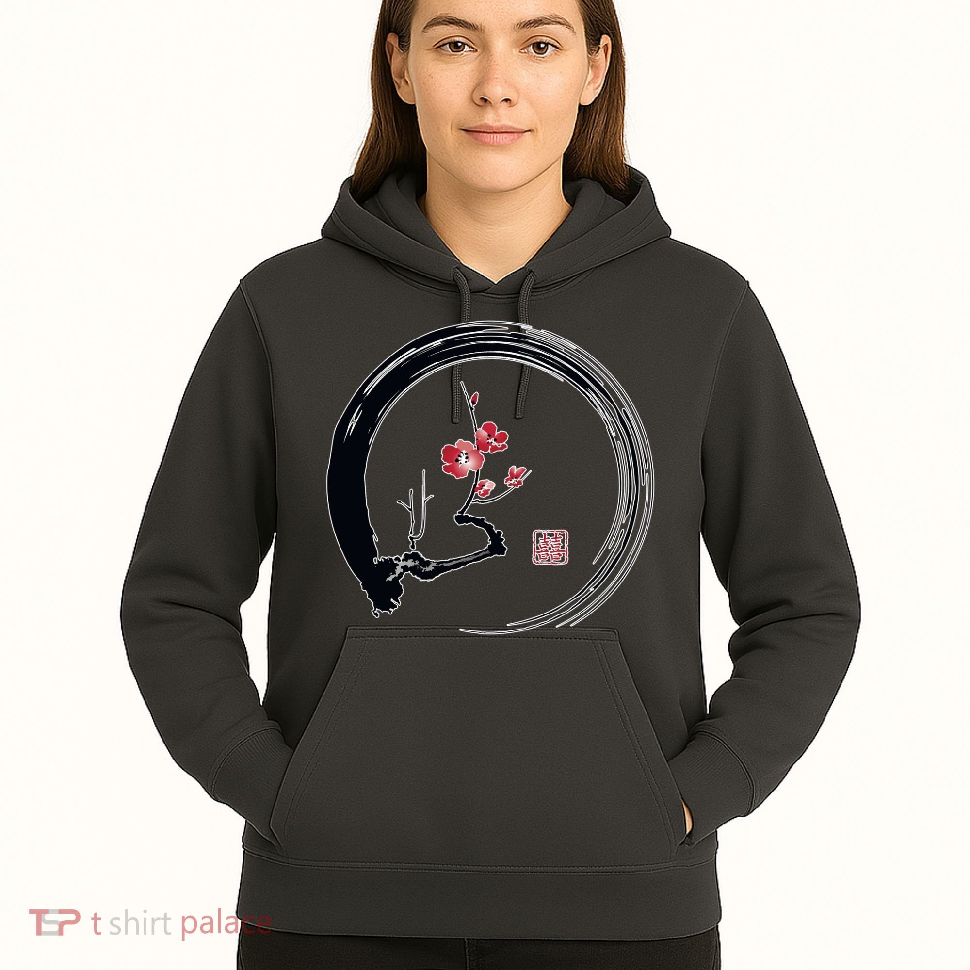 Cherry Blossom Japanese Ink Painting Hoodie