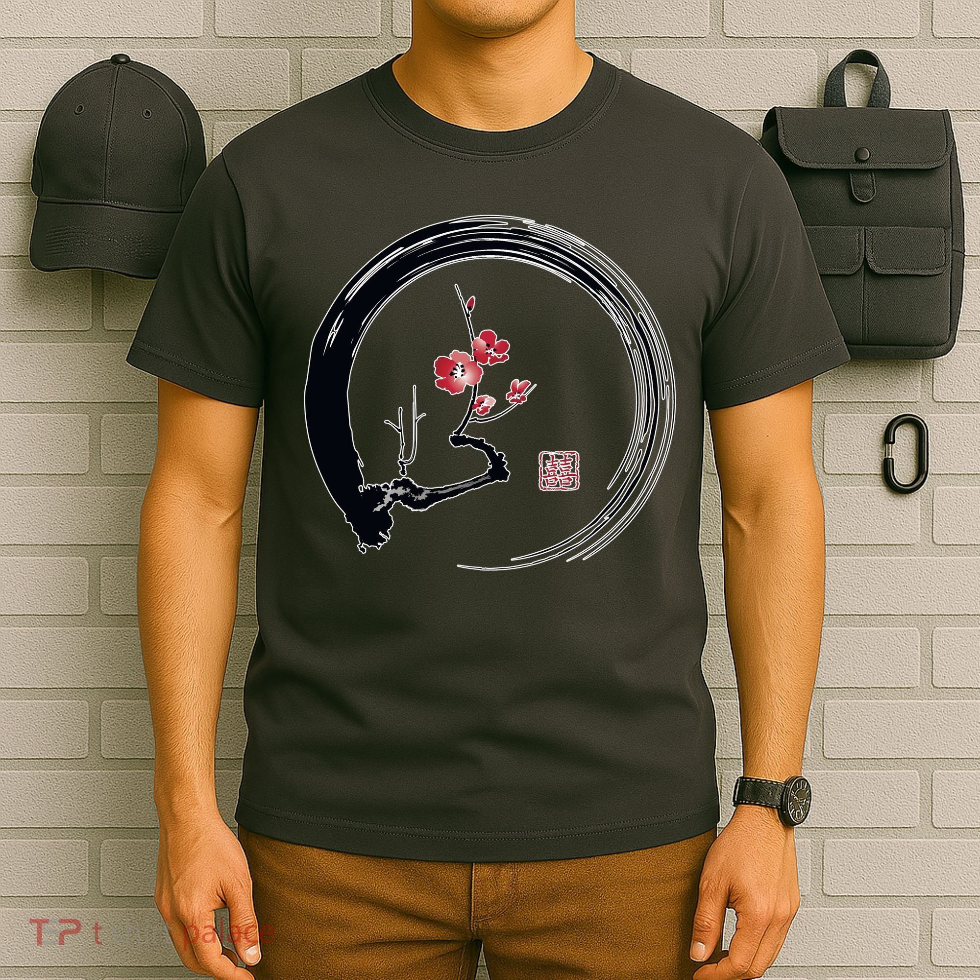 Cherry Blossom Japanese Ink Painting T-Shirt
