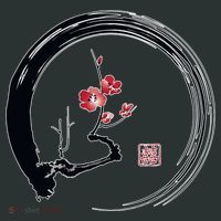 Cherry Blossom Japanese Ink Painting T-Shirt thumb 7