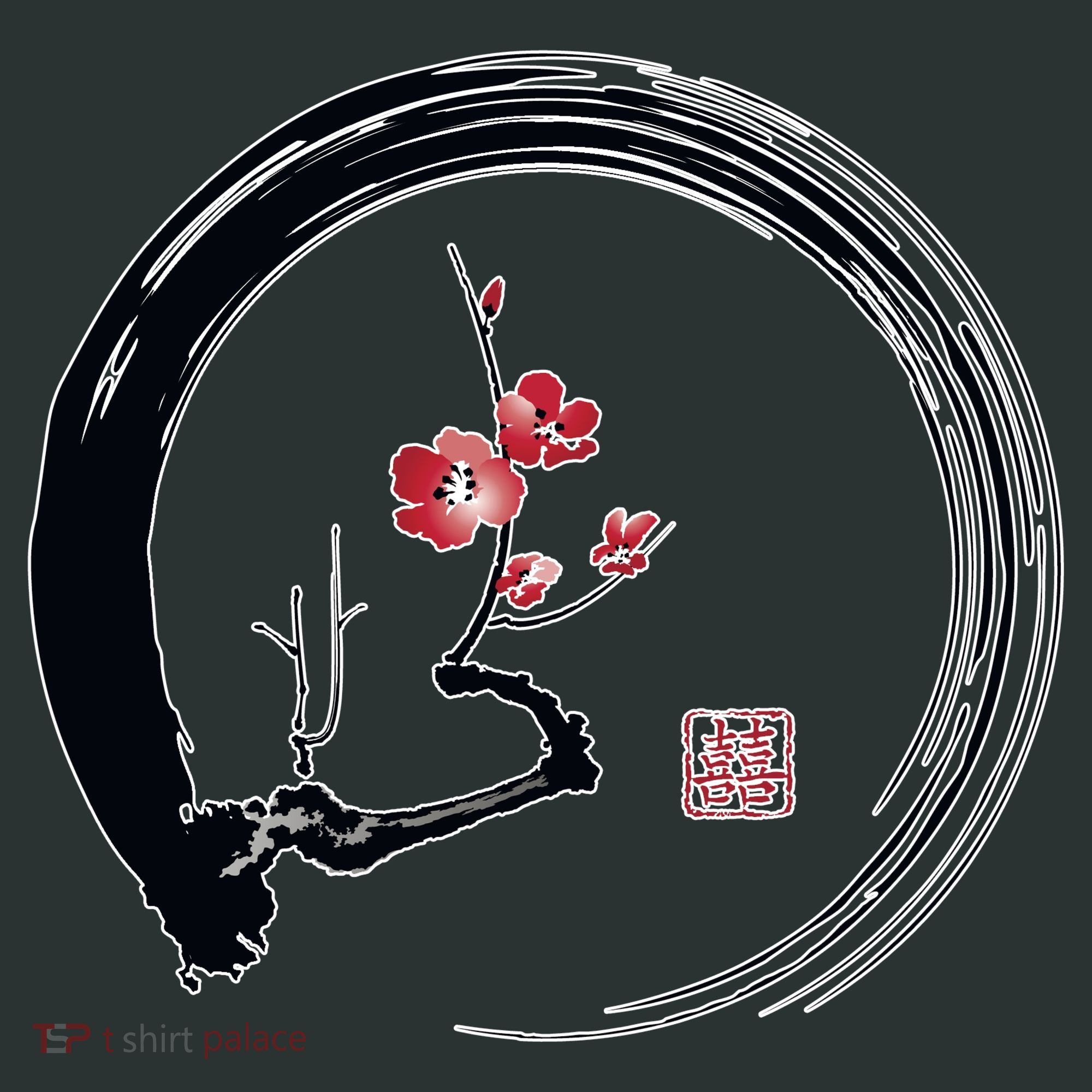 Cherry Blossom Japanese Ink Painting T-Shirt