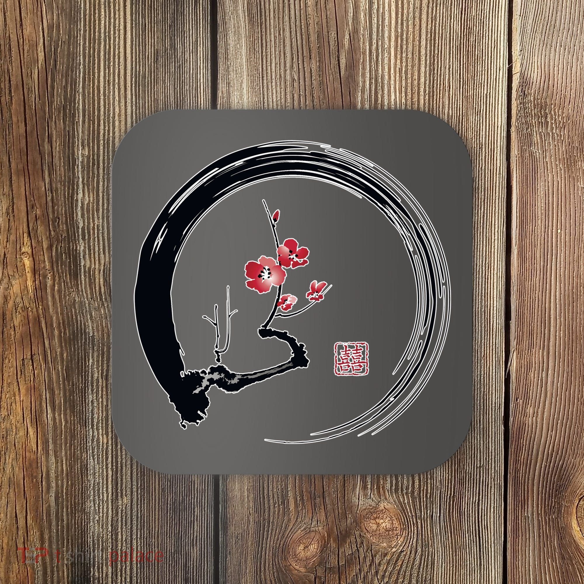 Cherry Blossom Japanese Ink Painting Coaster