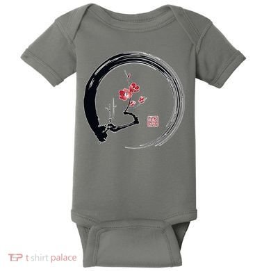 Cherry Blossom Japanese Ink Painting Baby Bodysuit
