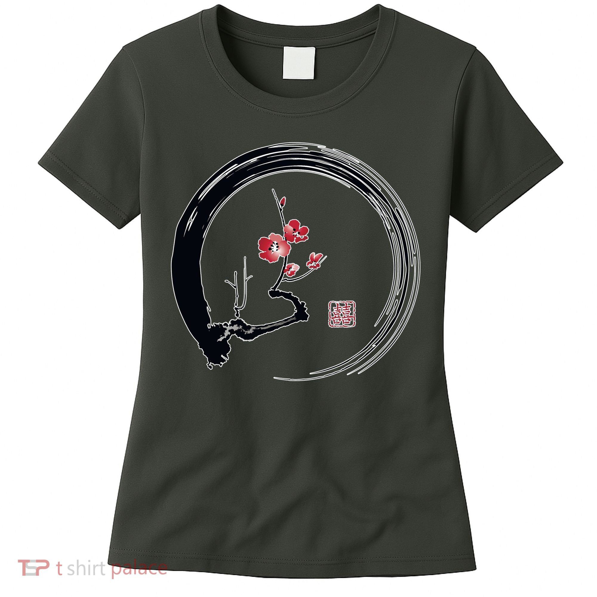 Cherry Blossom Japanese Ink Painting Women's T-Shirt