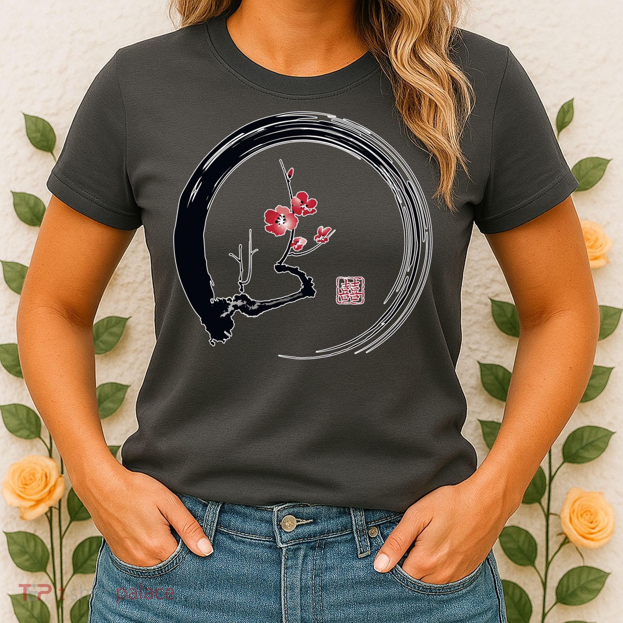 Cherry Blossom Japanese Ink Painting Women's T-Shirt