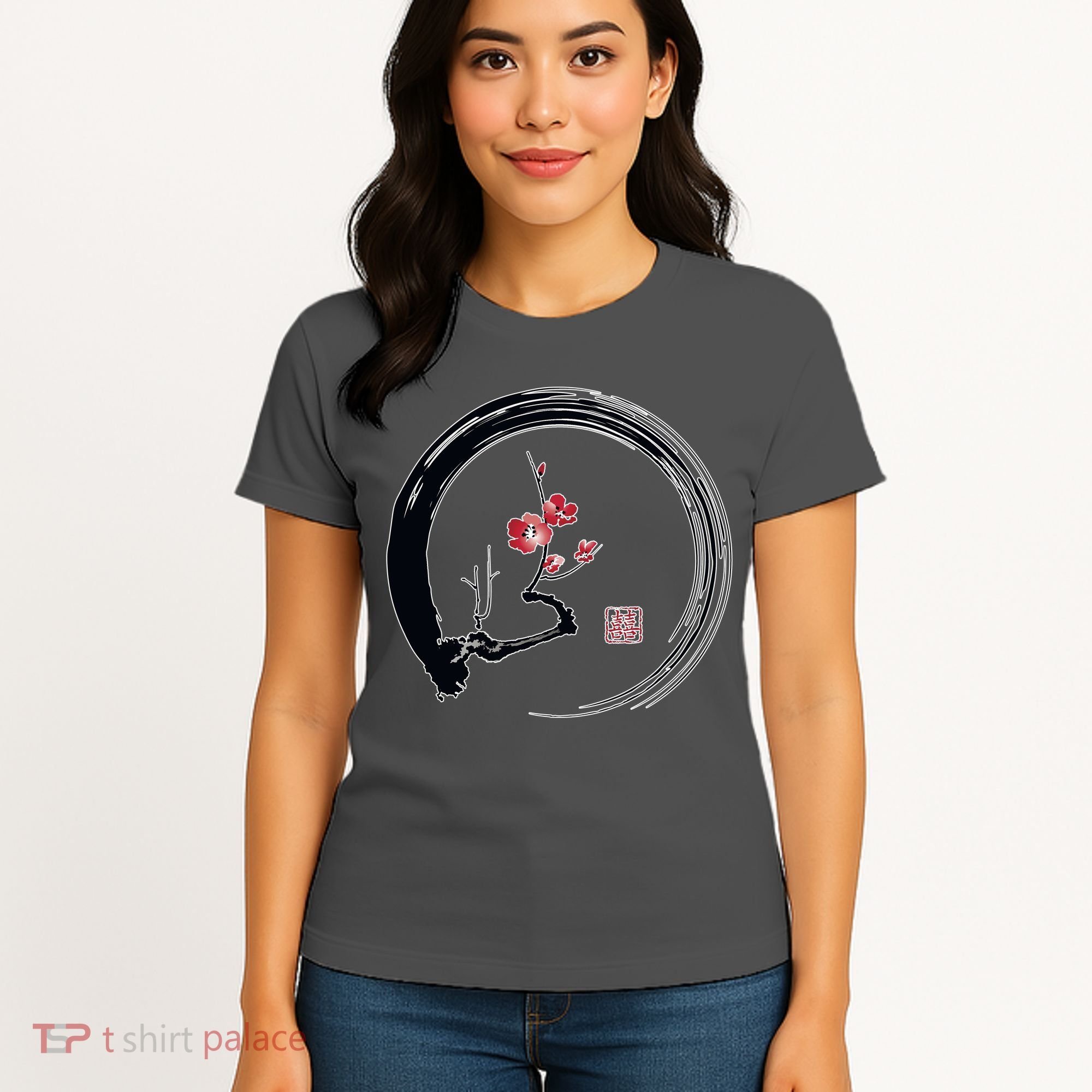 Cherry Blossom Japanese Ink Painting Women's T-Shirt
