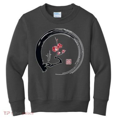 Cherry Blossom Japanese Ink Painting Kids Sweatshirt