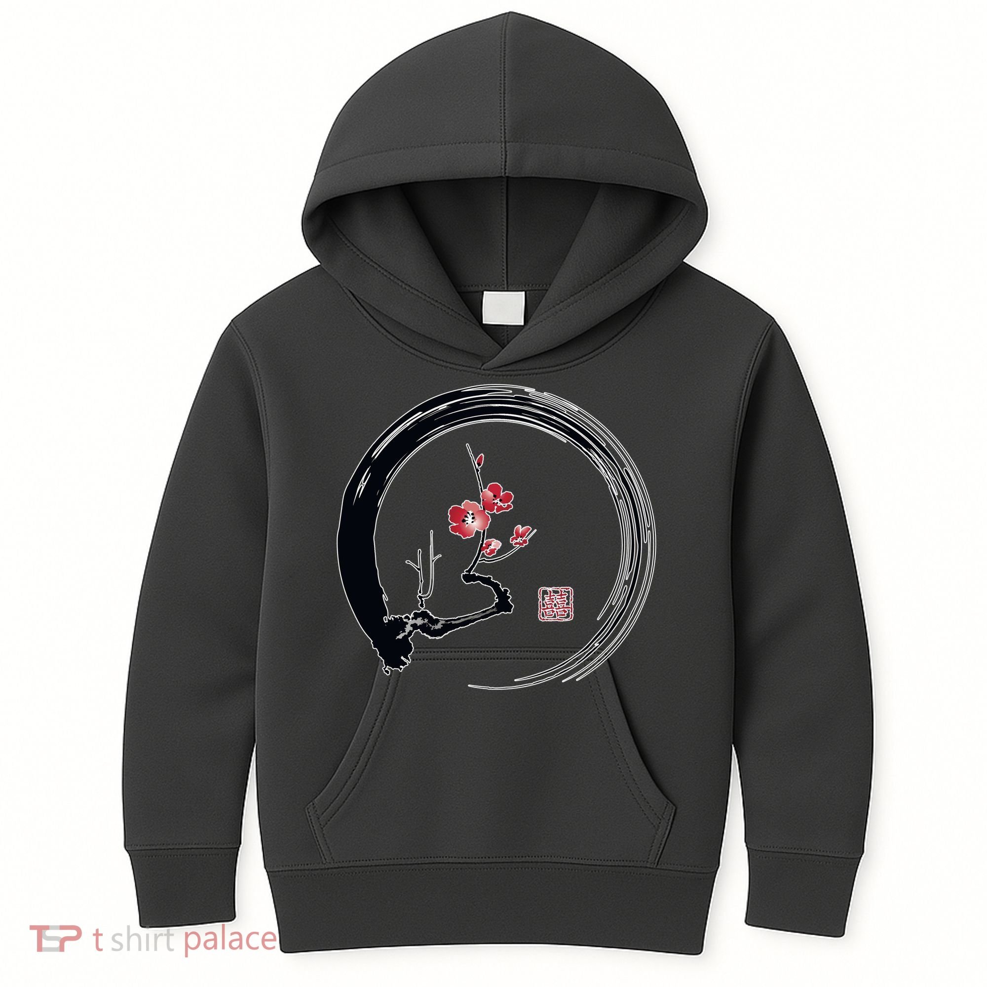 Cherry Blossom Japanese Ink Painting Kids Hoodie