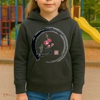 Cherry Blossom Japanese Ink Painting Kids Hoodie thumb 3