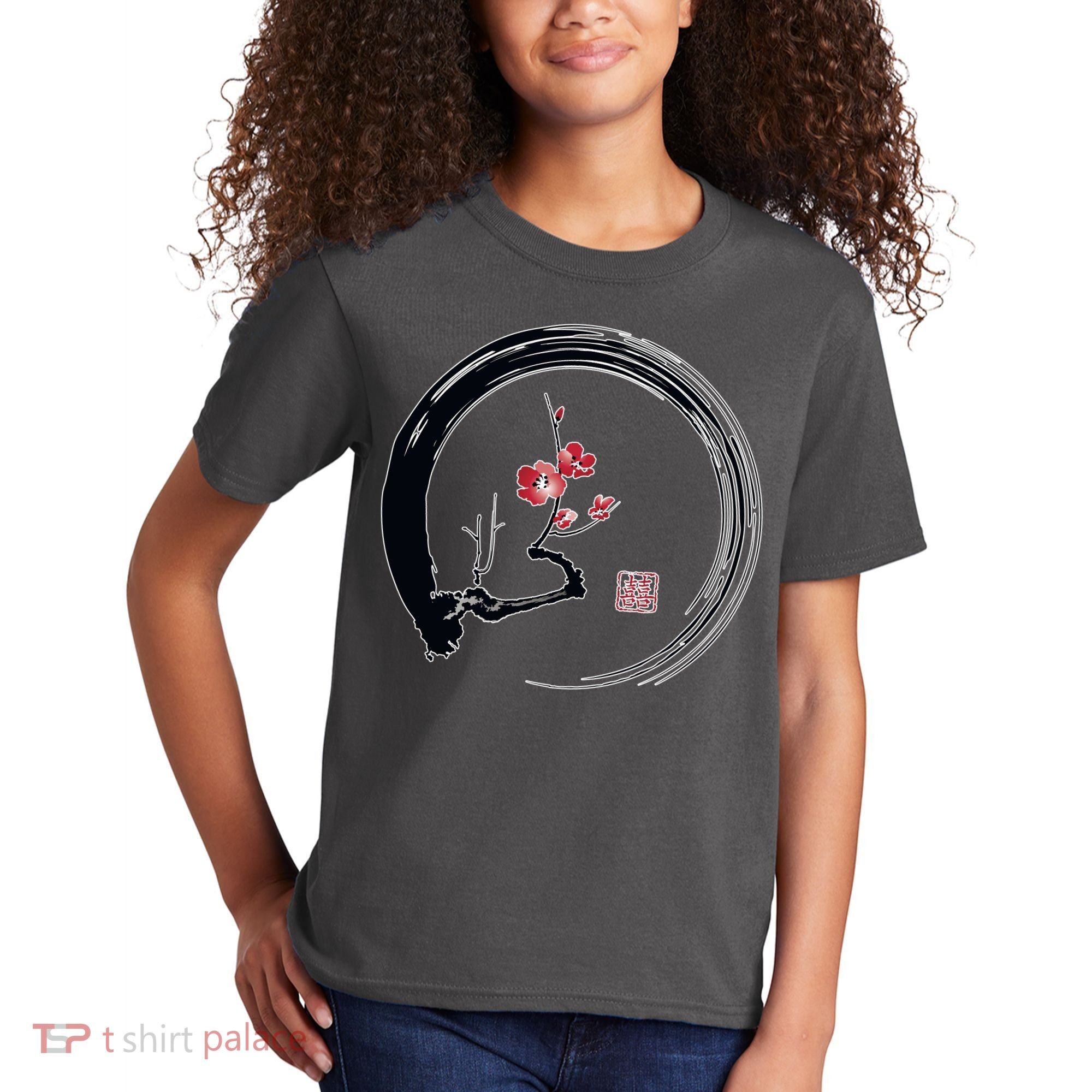 Cherry Blossom Japanese Ink Painting Kids T-Shirt