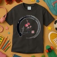 Cherry Blossom Japanese Ink Painting Kids T-Shirt thumb 3
