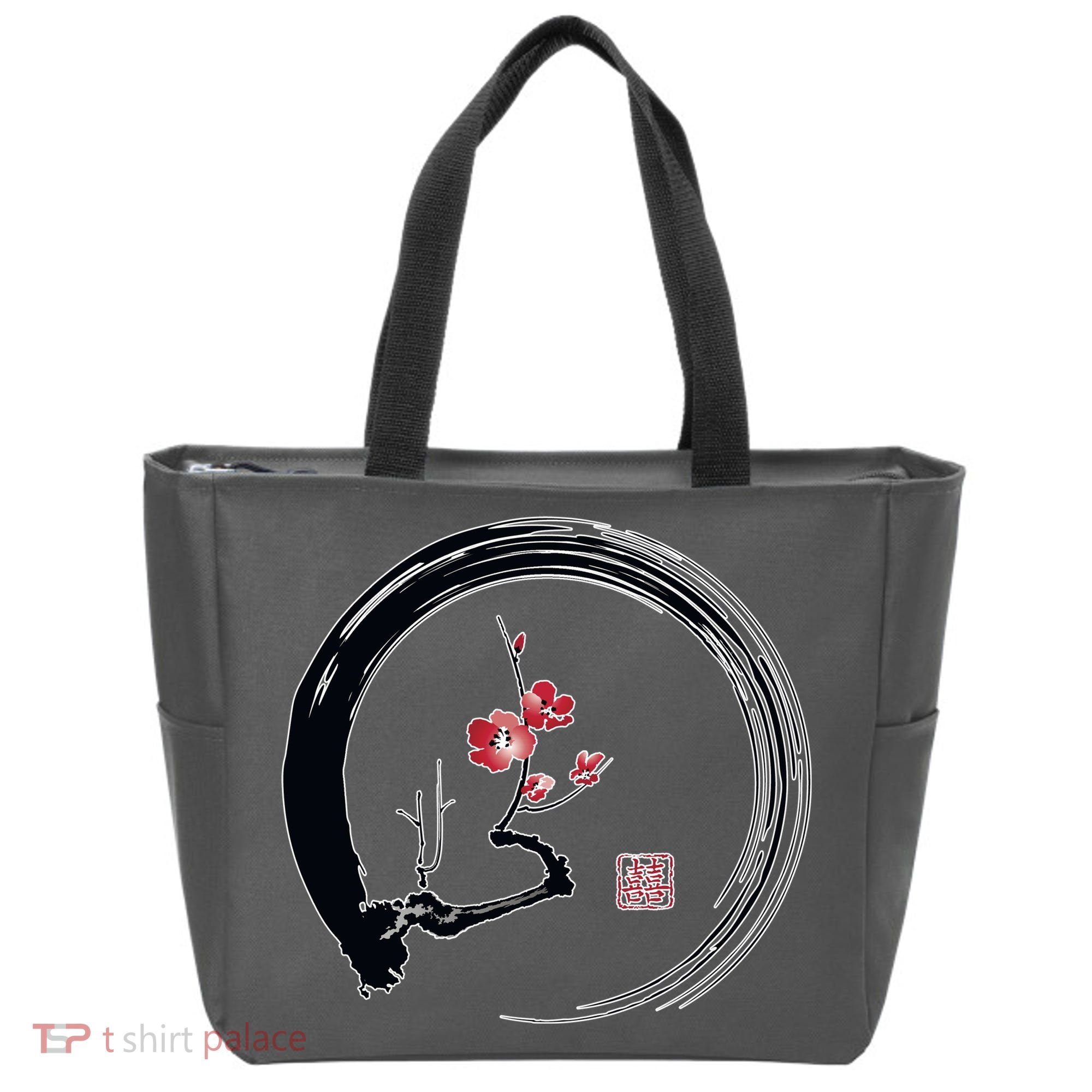 Cherry Blossom Japanese Ink Painting Tote Bag