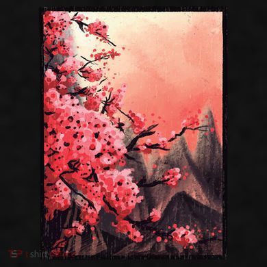 Cherry Blossom Painting Ladies PosiCharge Tri-Blend Wicking Tank