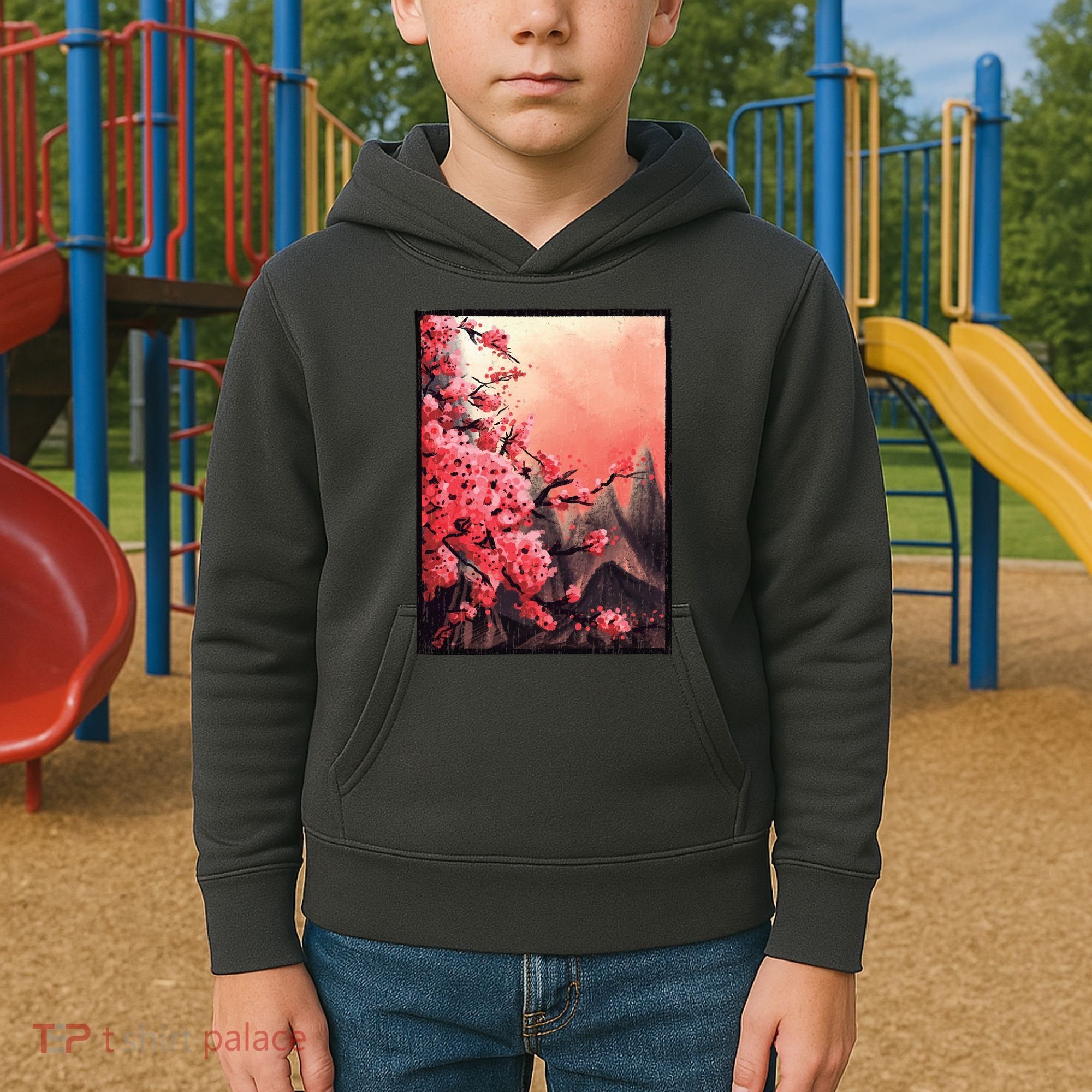 Cherry Blossom Painting Kids Hoodie