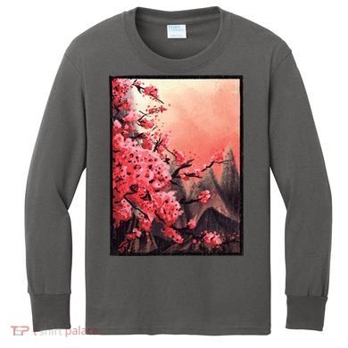 Cherry Blossom Painting Kids Long Sleeve Shirt