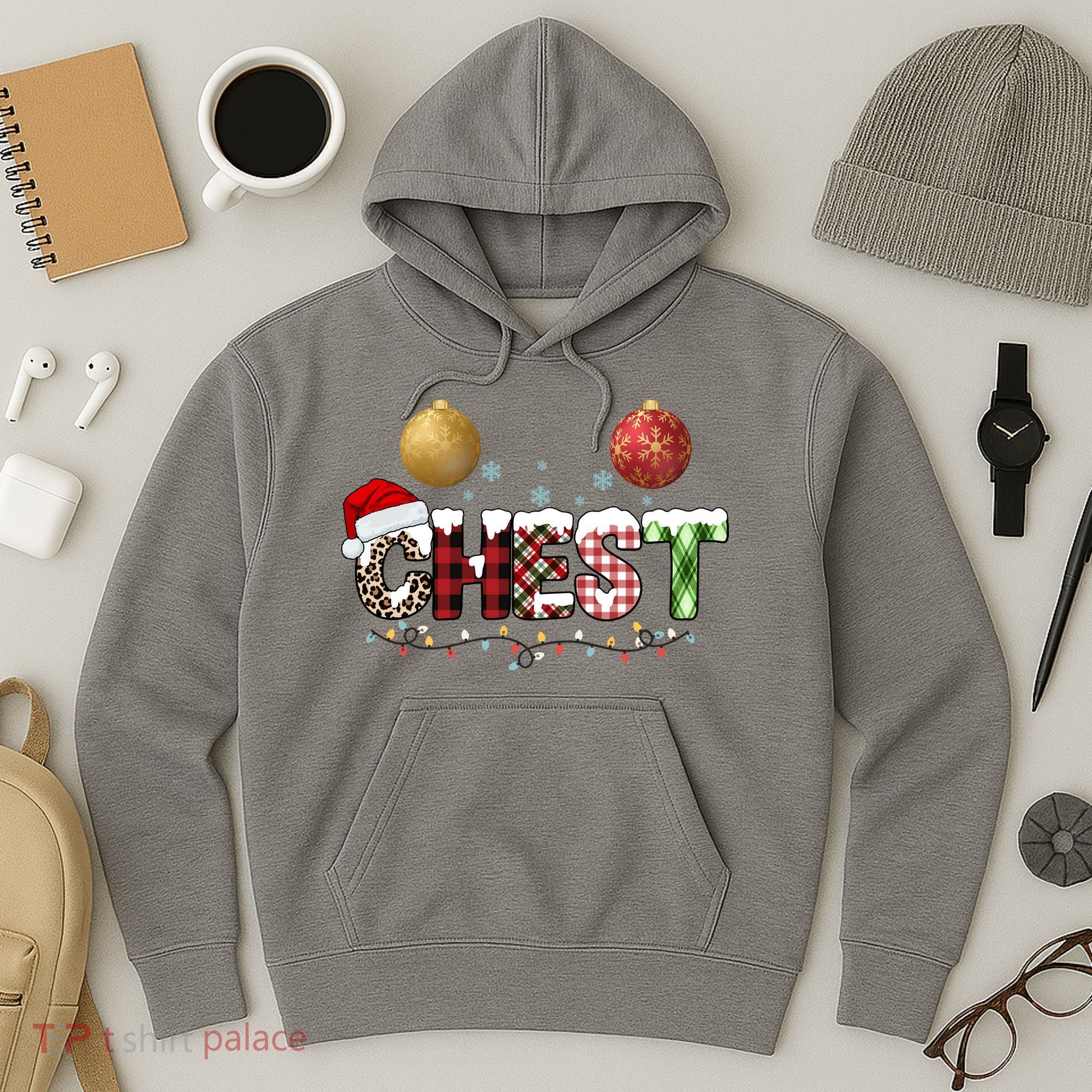 Chest Holiday Festive Christmas Hoodie