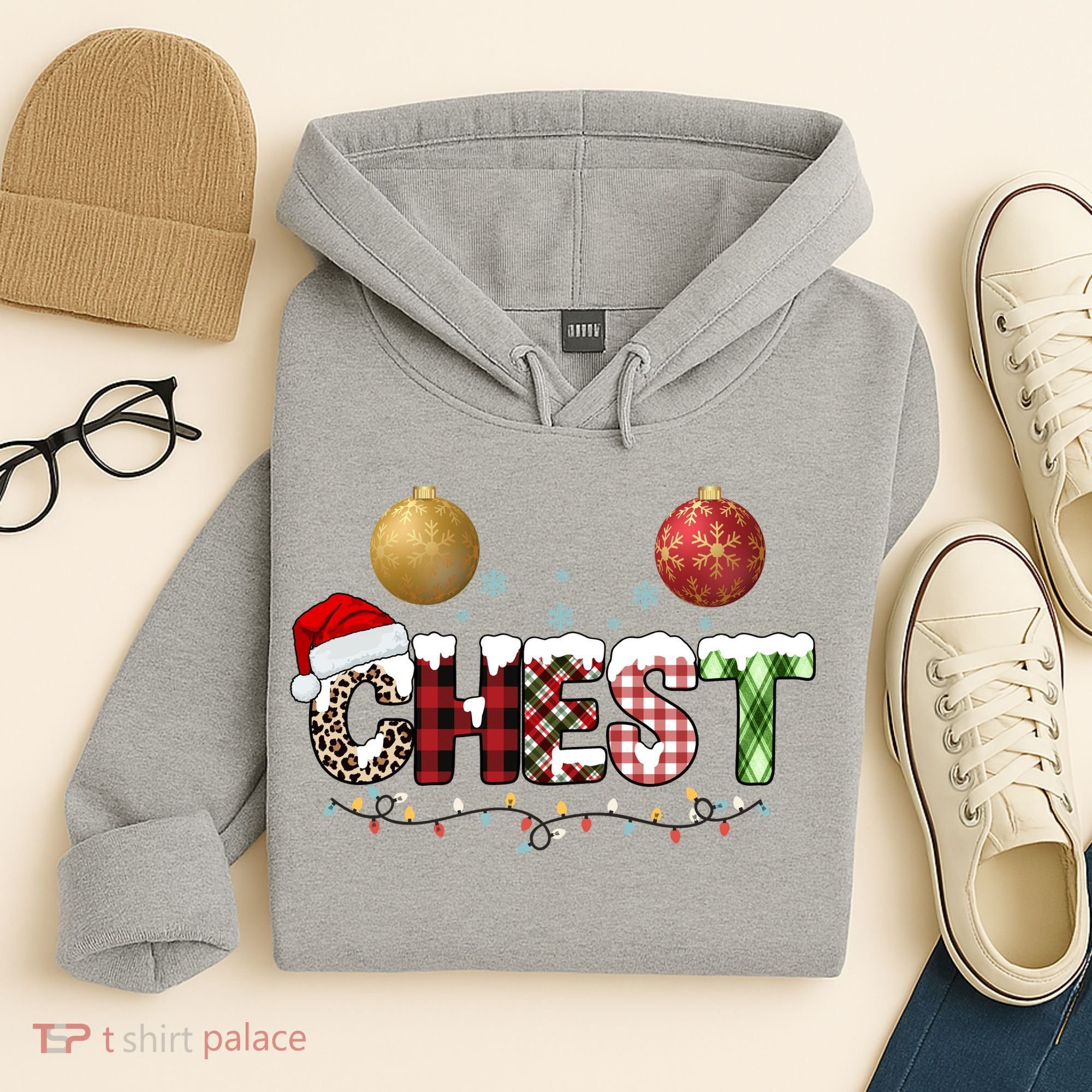 Chest Holiday Festive Christmas Hoodie