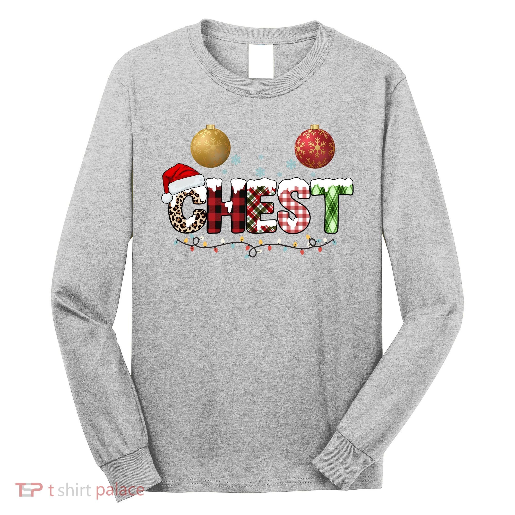 Chest Holiday Festive Christmas Long Sleeve Shirt