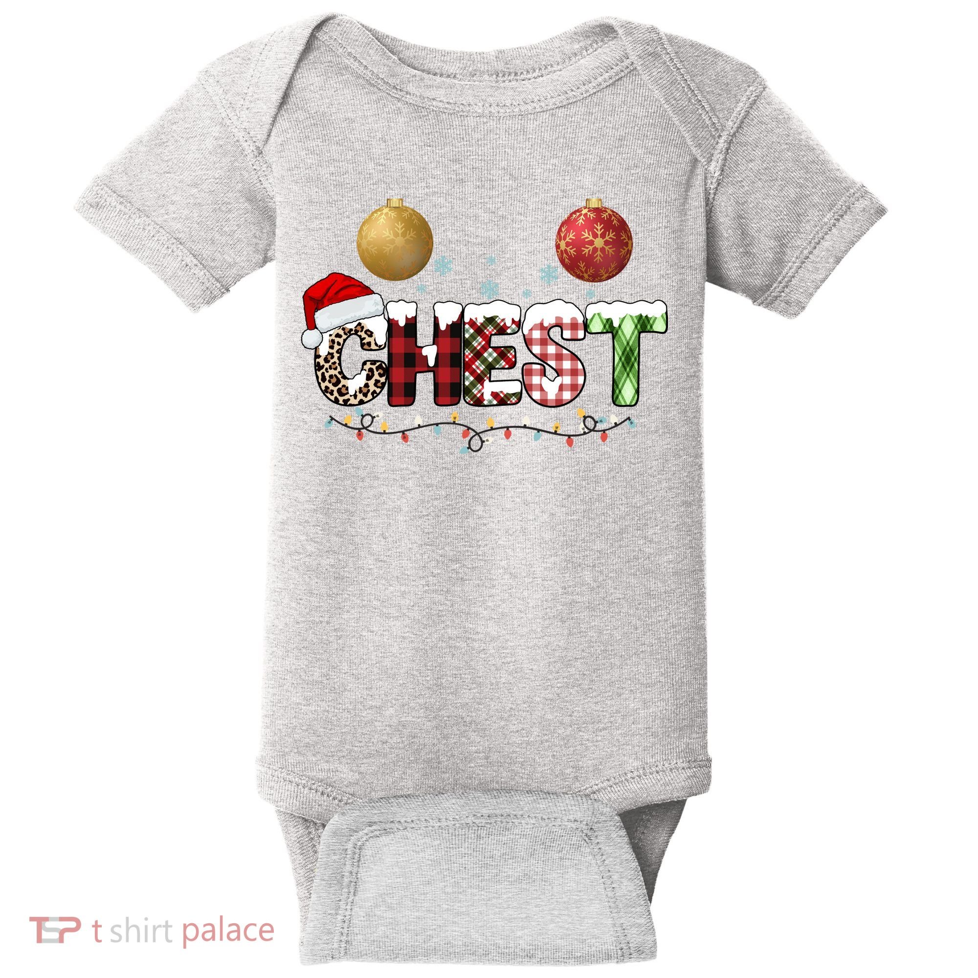 Chest Holiday Festive Christmas Baby Bodysuit