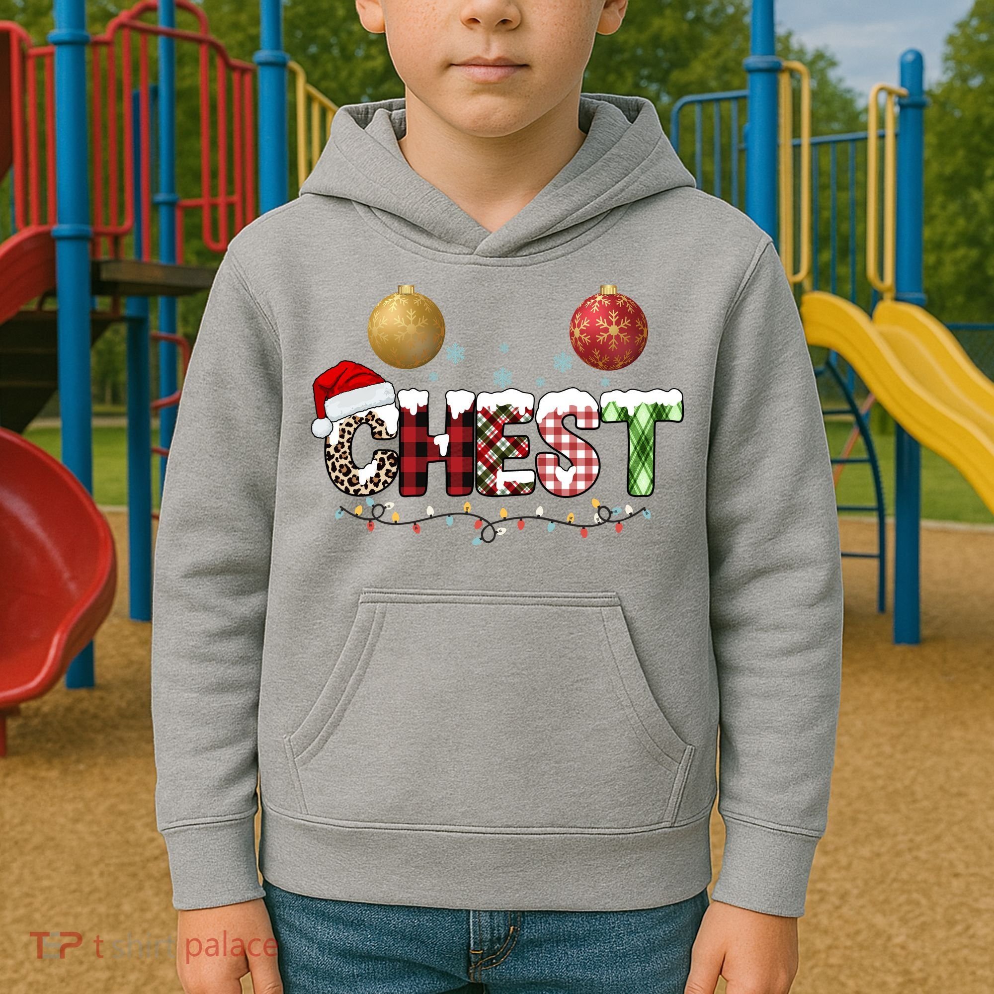 Chest Holiday Festive Christmas Kids Hoodie