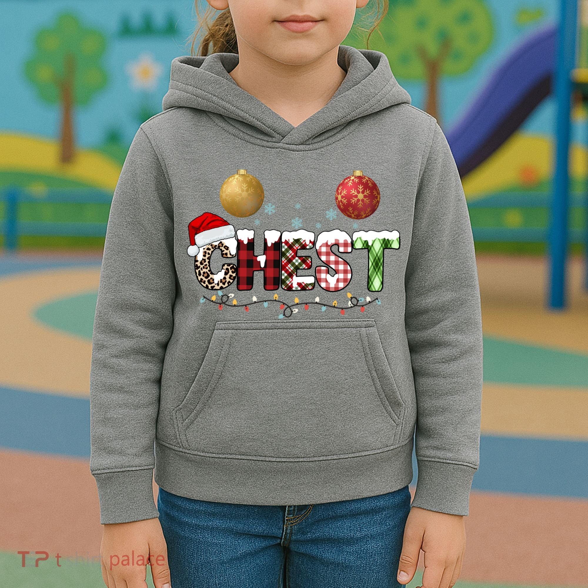 Chest Holiday Festive Christmas Kids Hoodie