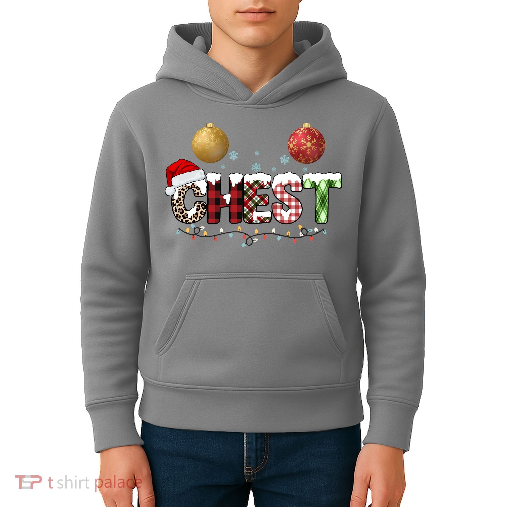 Chest Holiday Festive Christmas Kids Hoodie
