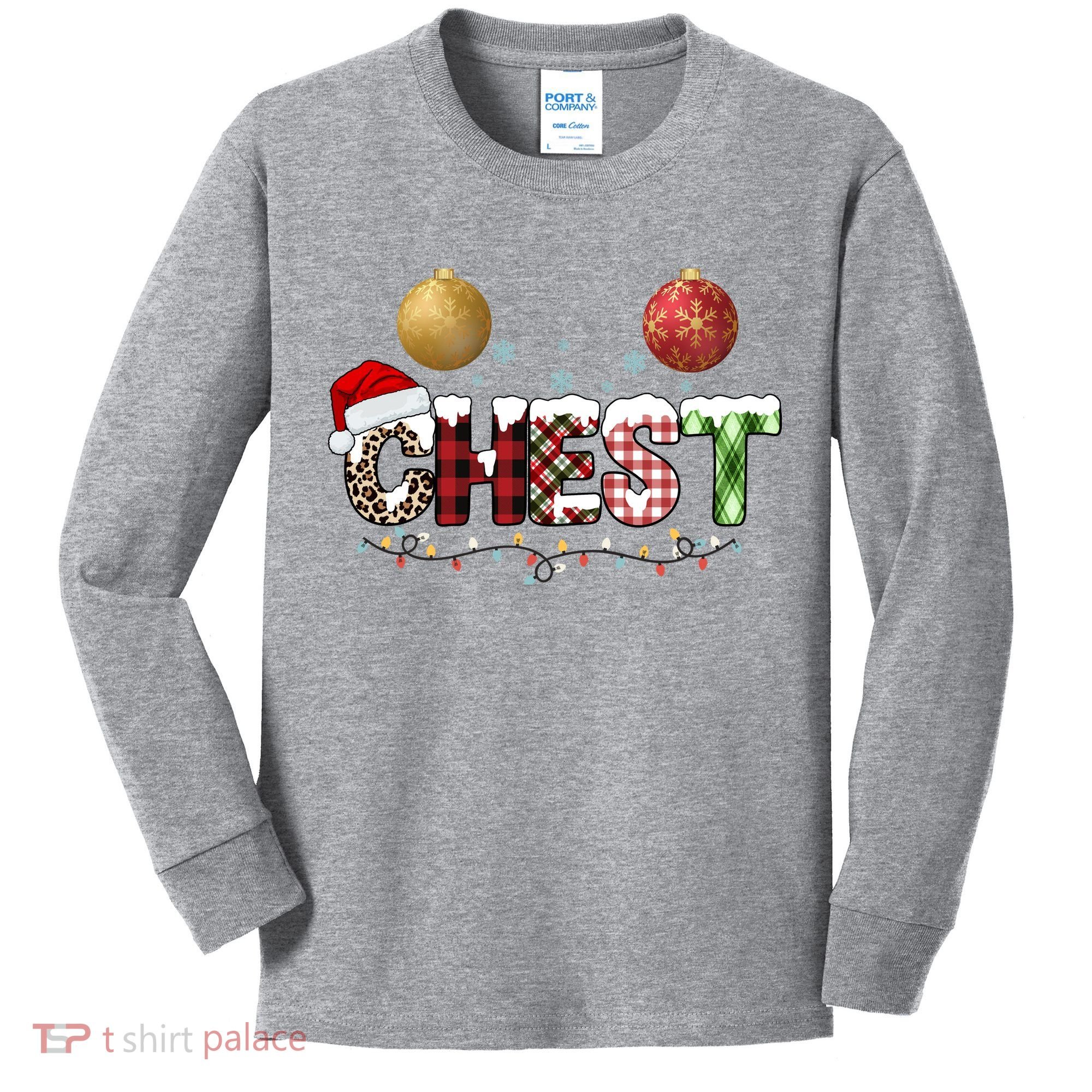 Chest Holiday Festive Christmas Kids Long Sleeve Shirt
